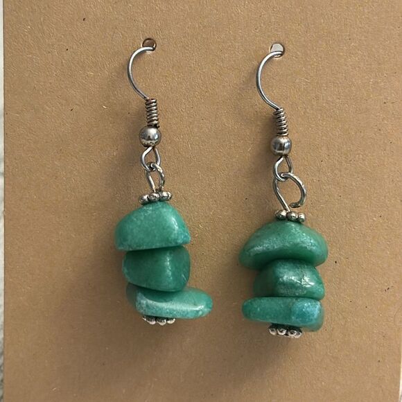 Aventurine Stone Dangle Earrings - Picture 1 of 4